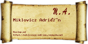Miklovicz Adrián névjegykártya